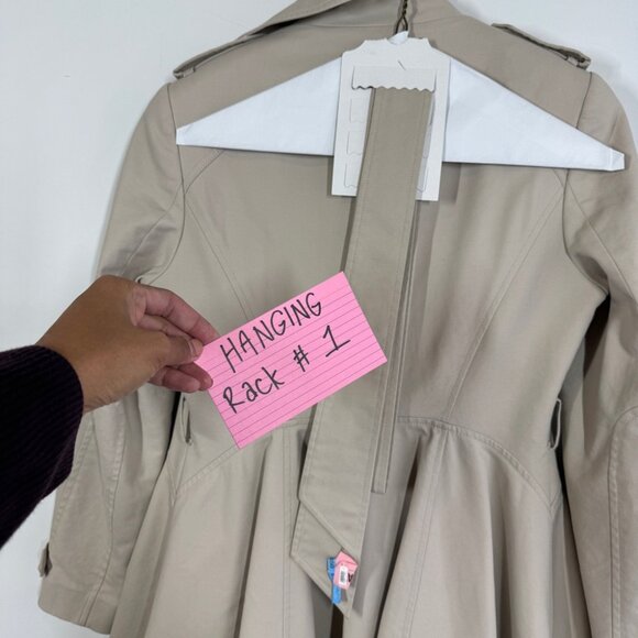 Ted Baker London Beige Trench Coat Size 2 Double Breasted Floral Lined Jacket - Picture 15 of 15